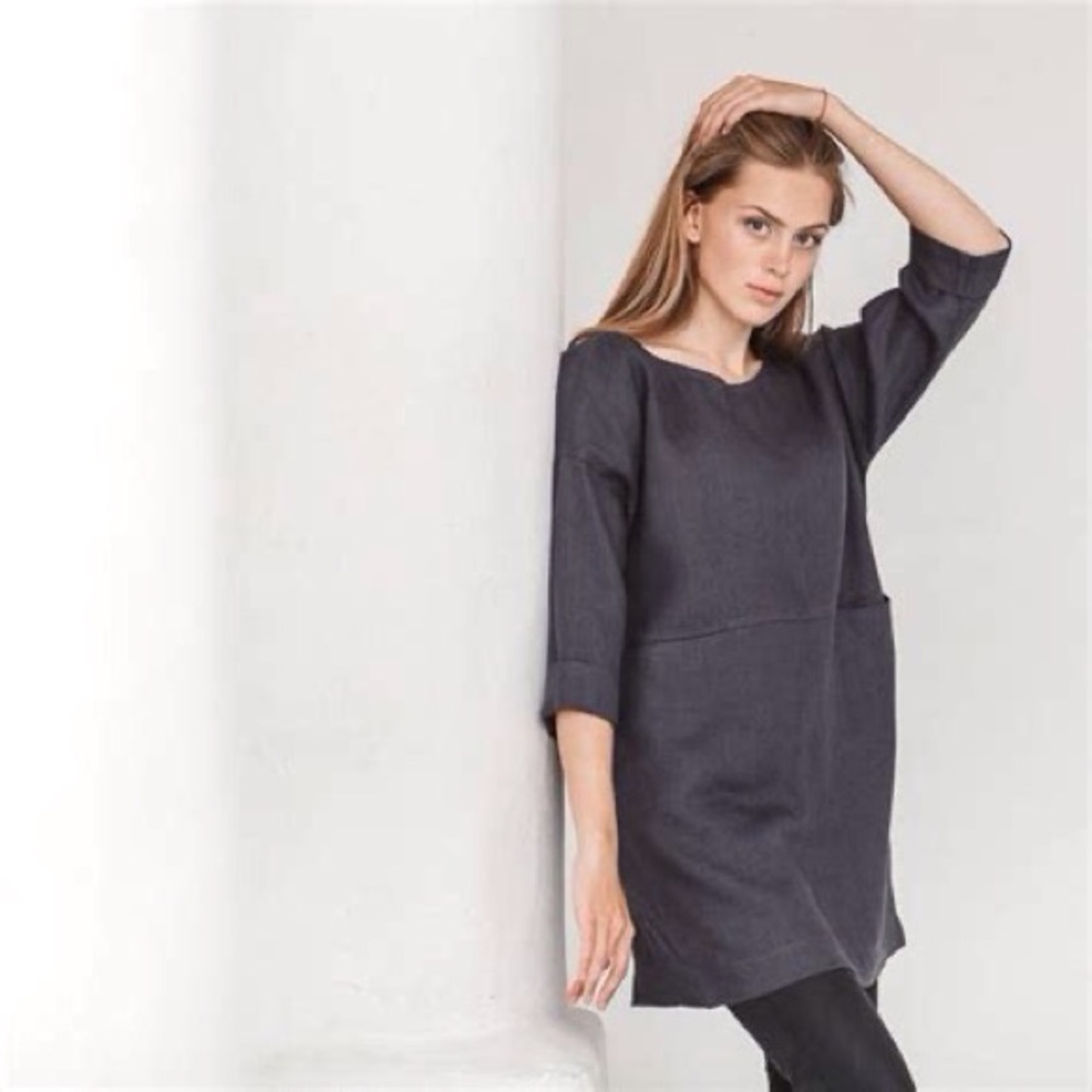 Linenfox Erika Tunic in Graphite Grey
